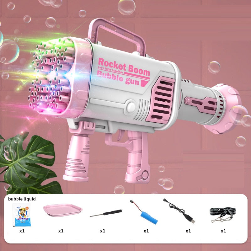 76 80 Hole Gatling Bubble Machine for Children Launcher Bubble Gun with Colorful Light Electric Bubble Maker Toy For Kid