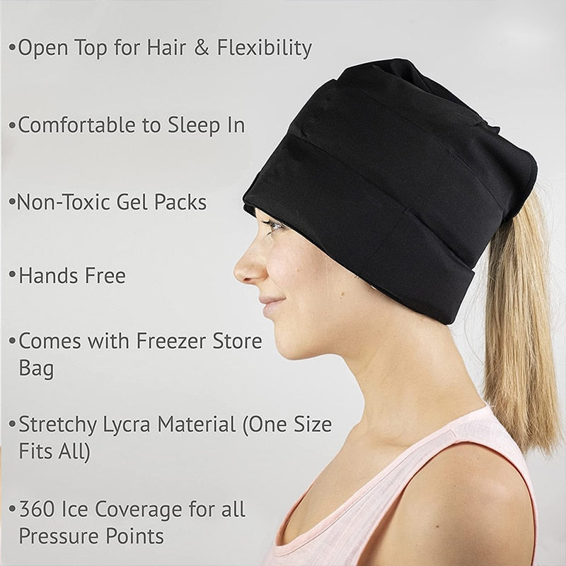 Headache and Migraine Relief Hat Ice Mask Or Cap Used For Tension Headache And Migraines Relief Hot Cold Therapy Head Massager