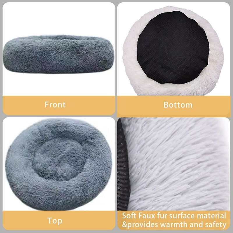 Pet Dog Bed Comfortable Donut Round Dog Kennel Ultra Soft Washable Dog and Cat Cushion Bed Winter Warm