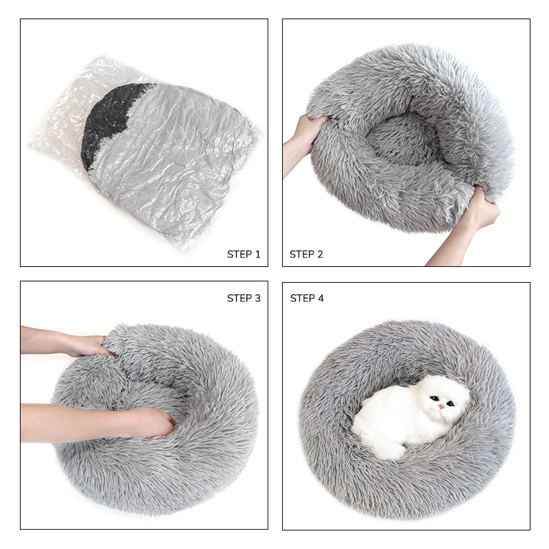 Pet Dog Bed Comfortable Donut Round Dog Kennel Ultra Soft Washable Dog and Cat Cushion Bed Winter Warm